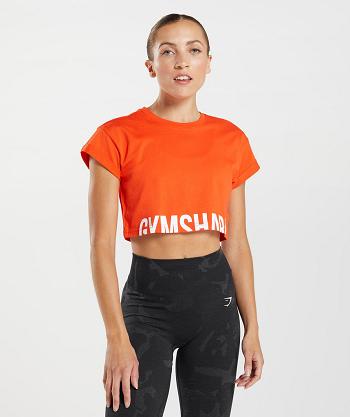 Dámské Oříznuté Topy Gymshark Fraction Červené | CZ 3654WNB